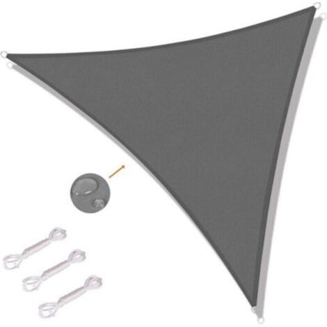 Gris - 4 x 4 x 4 m Voile d'Ombrage Triangulaire Toile d'Ombrage Protection UV pour Extérieur, Terrasses, Jardins