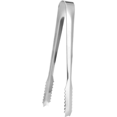 Pince à sucre en acier inoxydable brillant argent, idéale pour la pâtisserie et les desserts. (1/5)