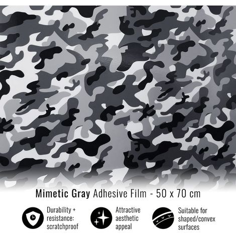 Pellicola Adesiva per Wrapping Mimetic Grey - Dimensione: 50 X 70 CM