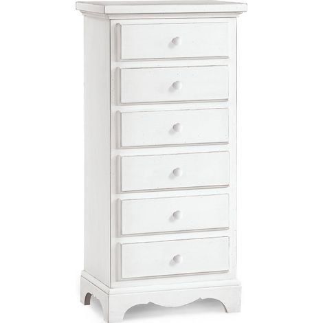 Cassettiera alta in Legno 6 cassetti Bianco