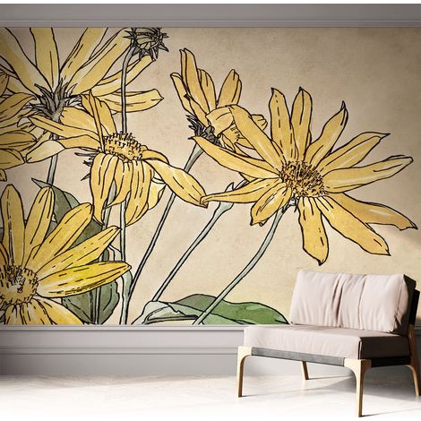 Selbstklebend Tapete modern - Wanddeko für Küche - Klebefolie Wand - luxus Look Aquarellblumen 312x219 cm (1/5)