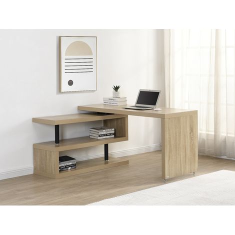 Scrivania allungabile con piano girevole 360° in MDF Naturale - NICEPHORE III