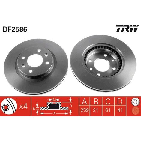 DISQUE DE FREIN AVANT DF2586 TRW (1/2)