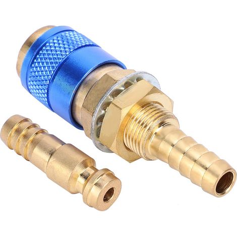 Paire de 8 mm de raccord d'adaptateur de gaz refroidi à l'eau et ensemble de connecteurs rapides pour torche de soudage MIG TIG(Bleu) (1/5)