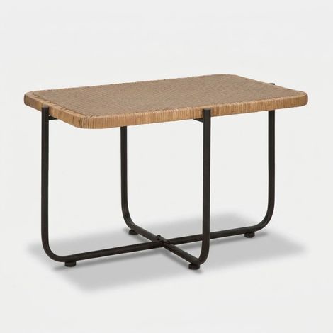 Rechteckiger Couchtisch aus Metall und Rattan Cebu (1/5)