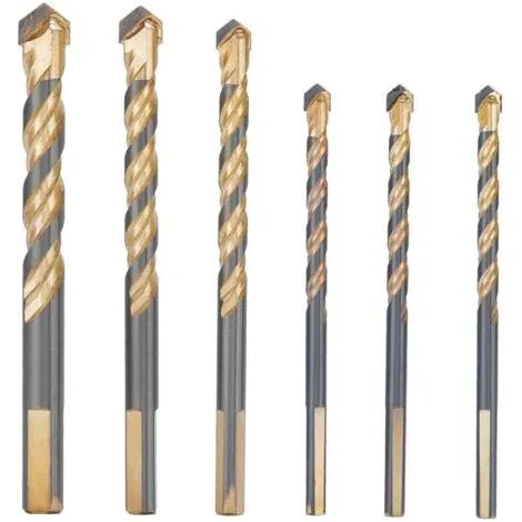 Jeu de 6 forets pour carrelage et verre, de 6 à 12 mm – Double filetage, rainure en U – Pour percer le carrelage, le marbre et les pavés de verre. (1/3)