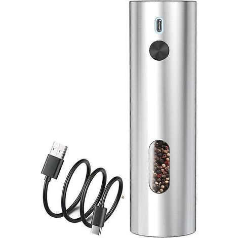 Elektrische Salz- und Pfeffermühle mit USB-Anschluss, automatische Gewürzmühle mit einstellbarem Mahlgrad, Küchenhelfer (1/5)