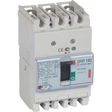 Disjoncteur magnétothermique DPX³160 pouvoir de coupure 36kA 400V - 3P - 16A - LEGRAND