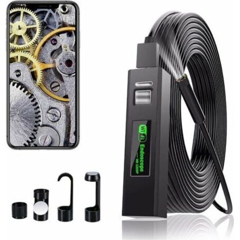 Camera Endoscopique Endoscope WiFi Caméra d'inspection USB, 1200P HD Caméra Endoscope IP68 Etanche avec 8 LED pour iphone, Android, iPad, Mac, PC, Laptop (câble souple de 1m)