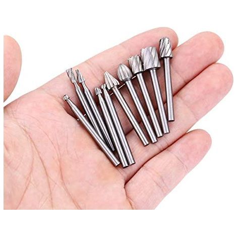 10 Pcs HSS Routing Bits Burr Rotary File Tools Rotary Carving Shank Carved Files Fichiers Rasp Burrs Tool Gravure Wood Working. (1/5)