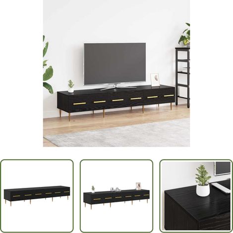 Wohnzimmermöbel - TV-Schränk Schwarz Eichen-Optik 150 x 36 x 30 cm Holzwerkstoff (1/5)