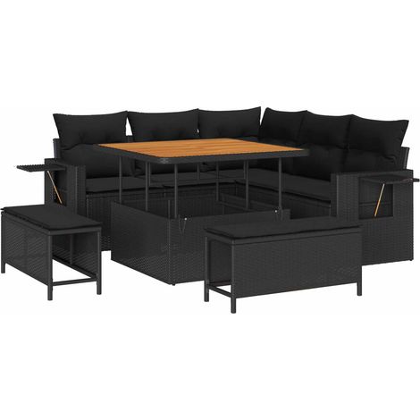 Maison Exclusive - Gartensofa-set mit Kissen 8 pcs Schwarz Poly-R