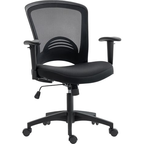 Chaise de bureau filet réglable dossier filet roulante inclinaison noire
