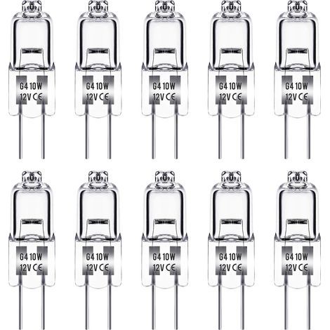 Ampoule Halogene G4, Ampoule G4 12v 10w, Blanc Chaud 3000k, 150lm, Intensité Variable, Lampehalogene G4, Lampe À Capsule Transparente, Paquet De 10 (1/5)