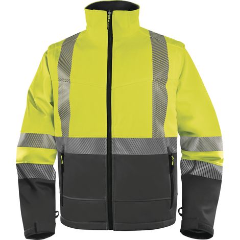 Veste Softshell stretch jaune fluo FAST 2 en 1 avec manches amovibles - DELTA PLUS - FASTJA 58/60 (2XL)