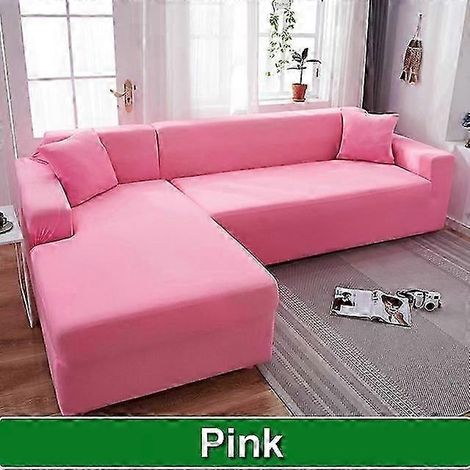 Fester Sofabezug für das Wohnzimmer, elastischer L-förmiger Ecksofabezug, Stretch-Sofabezug (1-Sitzer 90-140 cm rosa)