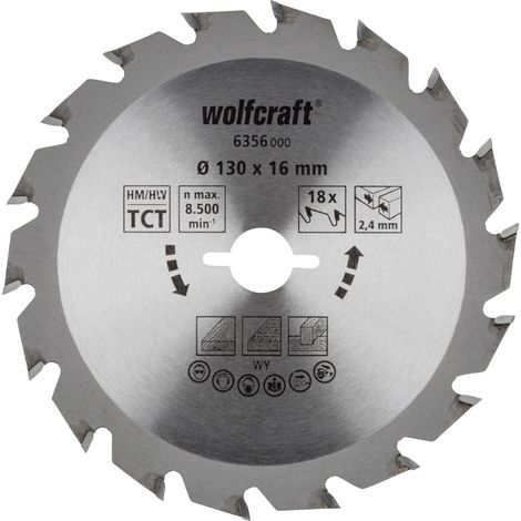 Wolfcraft Kreissägeblatt Serie grün Ø 130 mm Bohrung Ø 16 mm Kreissägeblatt