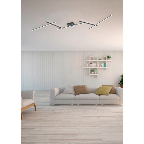 Arvin plafón led con varillas orientables negro retroiluminado rgb con mando multifunción l. LED moderno de 245 cm (1/4)