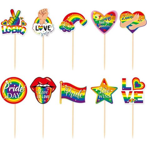 Décoration pour cupcakes sur le thème de la Fierté, décoration pour gâteau de fête à thème, décoration pour gâteau arc-en-ciel pour
