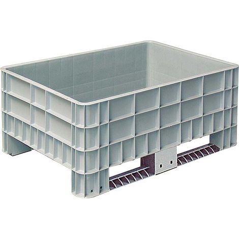 BRB Palettenbox mit Aussenrippen und 2 Kufen, Außenmaße LxBxH 1170x800x520 mm, grau