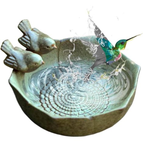 Bol de bain d'oiseaux en céramique – Plateau d'alimentation au sol 16 x 16 x 8 cm, décoration de jardin artistique, bain d'oiseaux multifonctionnel, revêtement résistant à la décoloration Point culm (1/5)