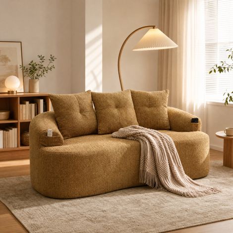 divano seduta 164x92x60 relax profondo chenille senape HAVRYA (1/5)