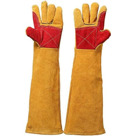 Guantes para manipulación de animales, guantes antimordeduras para animales, guantes protectores para mascotas (perros, gatos, pájaros, halcones, reptiles), 45 cm FDC