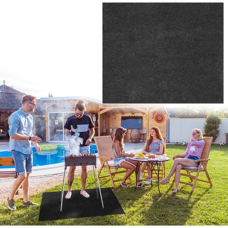 Wolketon Grillteppich, Grillmatte 100x120 cm, rutschfeste Unterlage für Grill und Outdoor-Geräte, ölbeständig, Bodenschutz für Garten und Terrasse