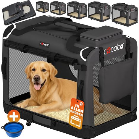 CADOCA Cage de transport pour animaux chien chat rongeur Respirant Pliable Sac de transport Matelas douillet Sac Panier XXXL - Anthracite
