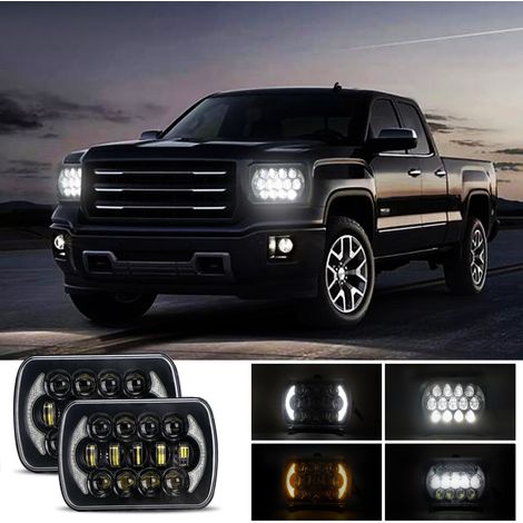 Phare LED carré de 7 pouces, 7x6, 5x7 pouces, avec faisceau haut/bas, clignotant DRL, 200W lumineux