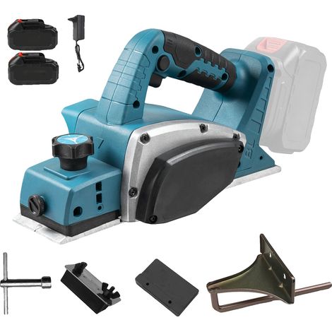 Raboteuse électrique, moteur sans balais, profondeur de coupe réglable, 2 batteries (1/2)