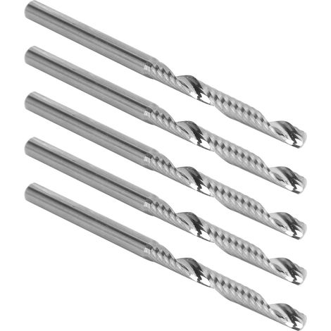 Lot de 5 fraises à spirale en acier au tungstène pour la sculpture sur bois, 3,175 x 3,175 x 28 x 50 mm (1/5)