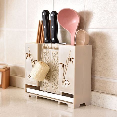 Porte-baguettes, Cuisine, Baguettes, Vaisselle, Boîte de rangement, Déroulement de ménage polyvalent, Ustensiles de cuisine, Organisateur, Outils Supports et étagères de rangement,Kaki (1/3)