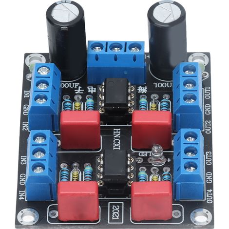4-Kanal-Vorverstärkermodul mit zwei Netzteilen, DC 12V-15V Audioverstärkung, NE5532 Chip, Premium-Stereoplatine. (1/5)