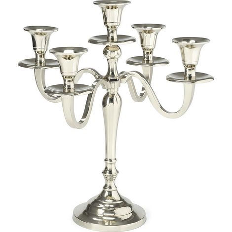Fünfarmiger Kerzenleuchter, silber, 30 cm