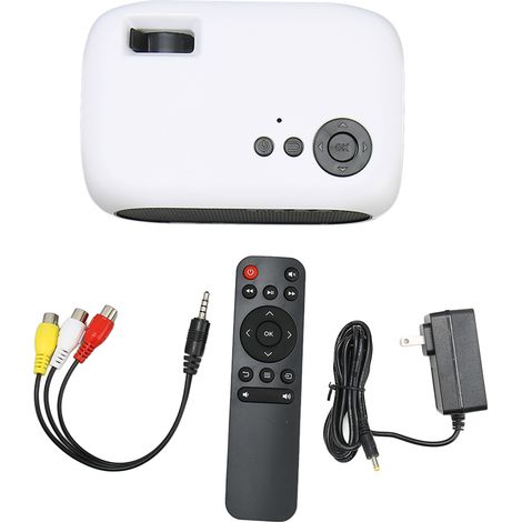 Projecteur portable M24 mini 360° son surround, vidéo projecteur multifonction home cinéma 100-240V blanc fiche US (1/5)