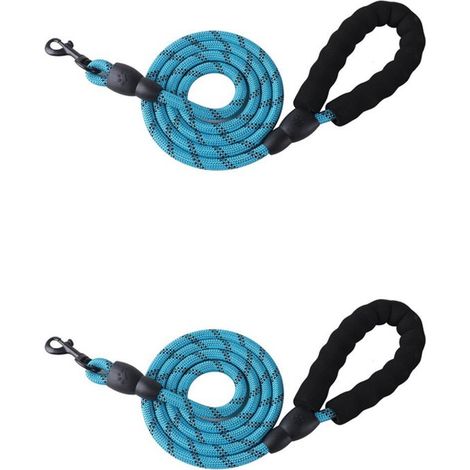 Correa redonda para perros, Robusta y duradera, Adecuada para perros pequeños, medianos y grandes, diseño ligero, Azul, Paquete de 2-1,5 m, 2 m (1/4)