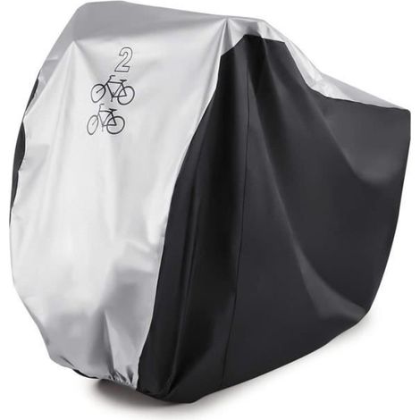 (Schwarz und Silber) Fahrradabdeckung – 190T Nylon – Wasserdicht – UV-Schutz – Für 2 Fahrräder – Staubdicht (1/3)