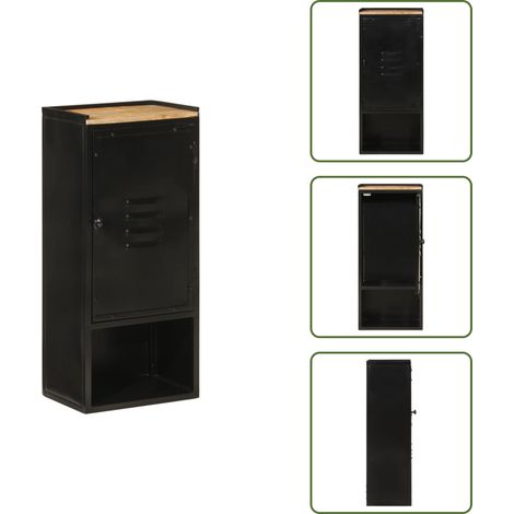 The Living Store Armoire de salle de bain 40x27x90 cm fer et bois de manguier - Armoire De Salle De Bain - Meuble De Salle De Bain - Rangement Salle De Bain - Stockage Salle De Bain - Design Salle De  (1/5)