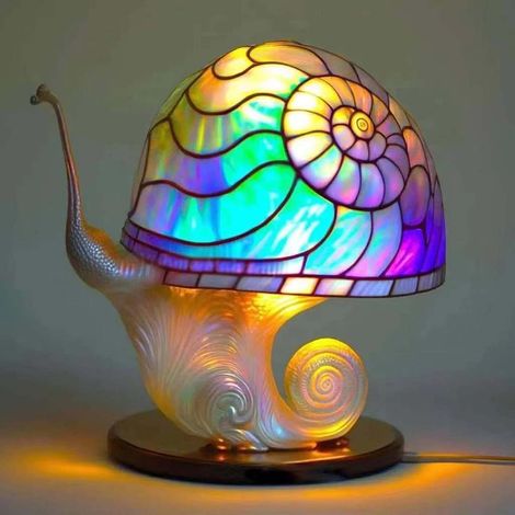 Lampe champignon escargot colorée en résine, veilleuse décorative pour maison, chambre, fête de Noël, cadeau d’anniversaire, style animal (1/5)