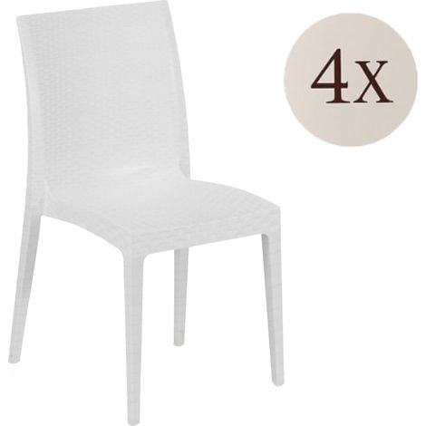Dmora - Set mit 4 Gartenstühle Palizzolo, Platzsparende Outdoor-Stühle, Stapelbar, Ideal für Garten und Terrasse, Made in Italy, 42x48 h81 cm, Weiß