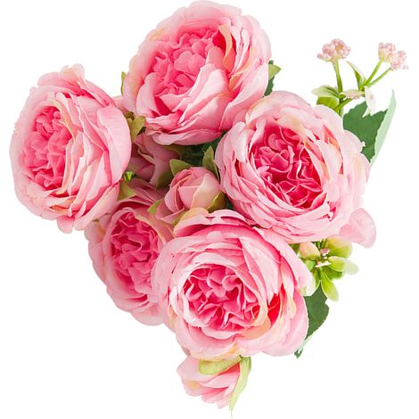 bouquets de pivoines artificielles romantiques et éclatantes de 6 cm de diamètre, décoratives, légères et attrayantes, de couleur rose. (1/5)
