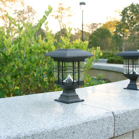 Lampe de Jardin Solaire Étanche, Double Usage Pieu de Sol ou Fixation sur Poteau, Lumière Blanche Chaude (1/5)