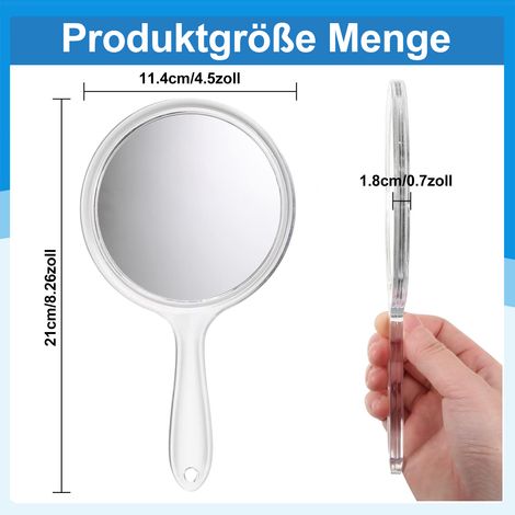 Miroir De Poche Double Face - 1X Et 2X - Forme Ronde - Poignée Intégrée - Pour Maquillage Et Soins Du Visage - 1 Pièce (1/5)