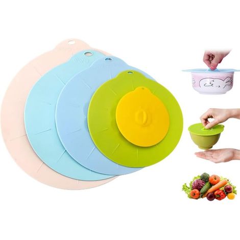 Lot de 5 couvercles réutilisables en silicone alimentaire – 5 tailles pour bols, casseroles, assiettes, tasses et canettes (1/5)