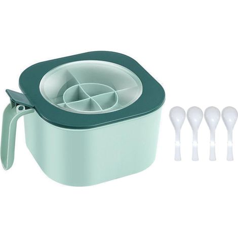 Contenitore per spezie in PP, 4 scomparti, multifunzionale, per la cucina, colore verde. (1/5)