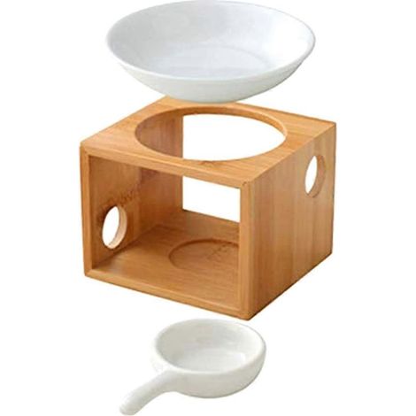 1 diffuseur d'huiles essentielles en bambou, brûleur à huile aromatique, porte-bougie chauffe-plat, chauffe-huiles pour aromathérapie (1/5)