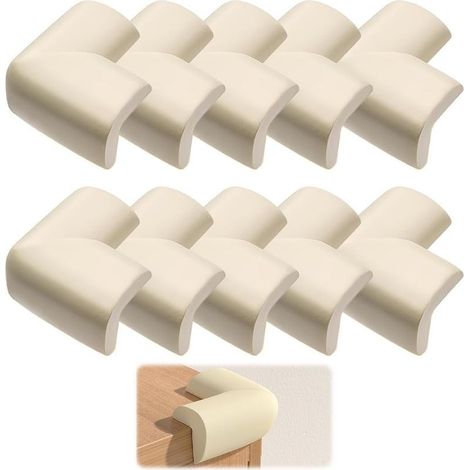 Protections d'angle de table pour bébé, blanc cassé, épaisses, 10 pièces, solidement fixées, souples et faciles à utiliser, adaptées à tous les meubles, pour la sécurité de bébé et de l'enfant (1/5)