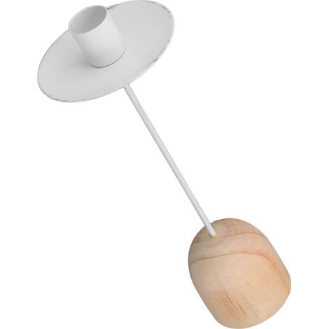 Porte-bougies en Fer et Bois, Support Décoratif pour Bougies - Idée Décoration Noël, Mariage ou Intérieur Moderne Blanc