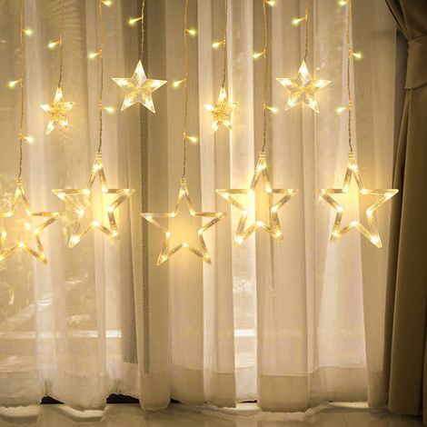 Wolketon Guirlande lumineuse étoiles avec 12 Étoiles 138 LED 8 Modes d'Éclairage pour arbre de Noël intérieur extérieur blanc chaud